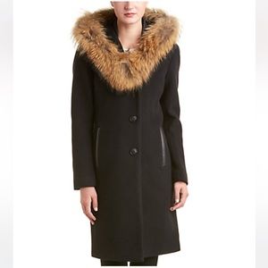 MACKAGE ‘Andie’ Fur Hooded coat, Wool, Nylon and Cashmere blend,Leather Trim XS